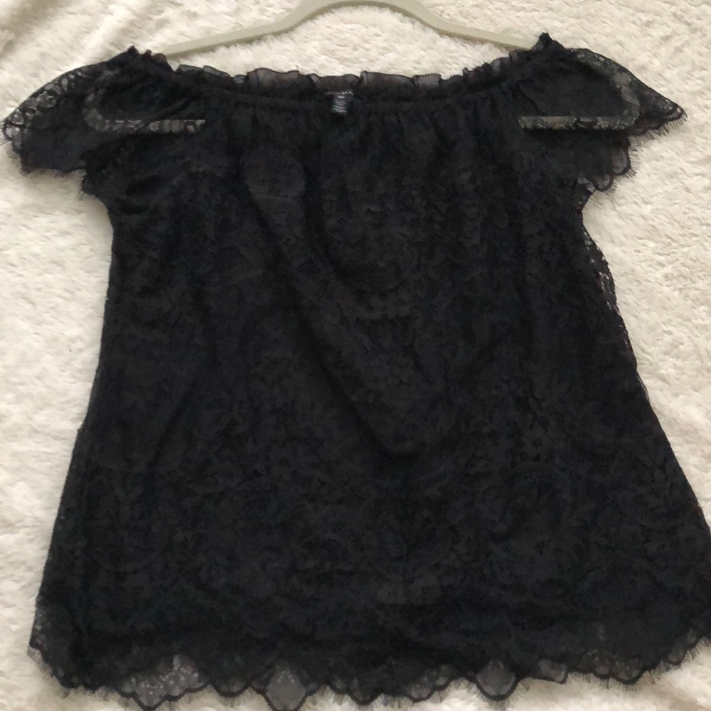 Lace off shoulder White House Black Market Top